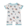 Bamboo Short Sleeve Zippy Romper (Surfs Up Panda Print)
