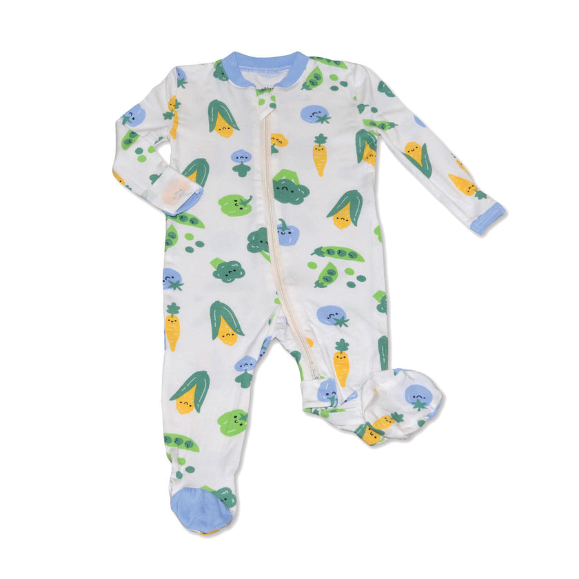 Chaussons en bambou avec fermeture éclair double sens (motif marché fermier)
