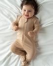Bamboo Footies with Two Way Zipper (Maple Sugar)