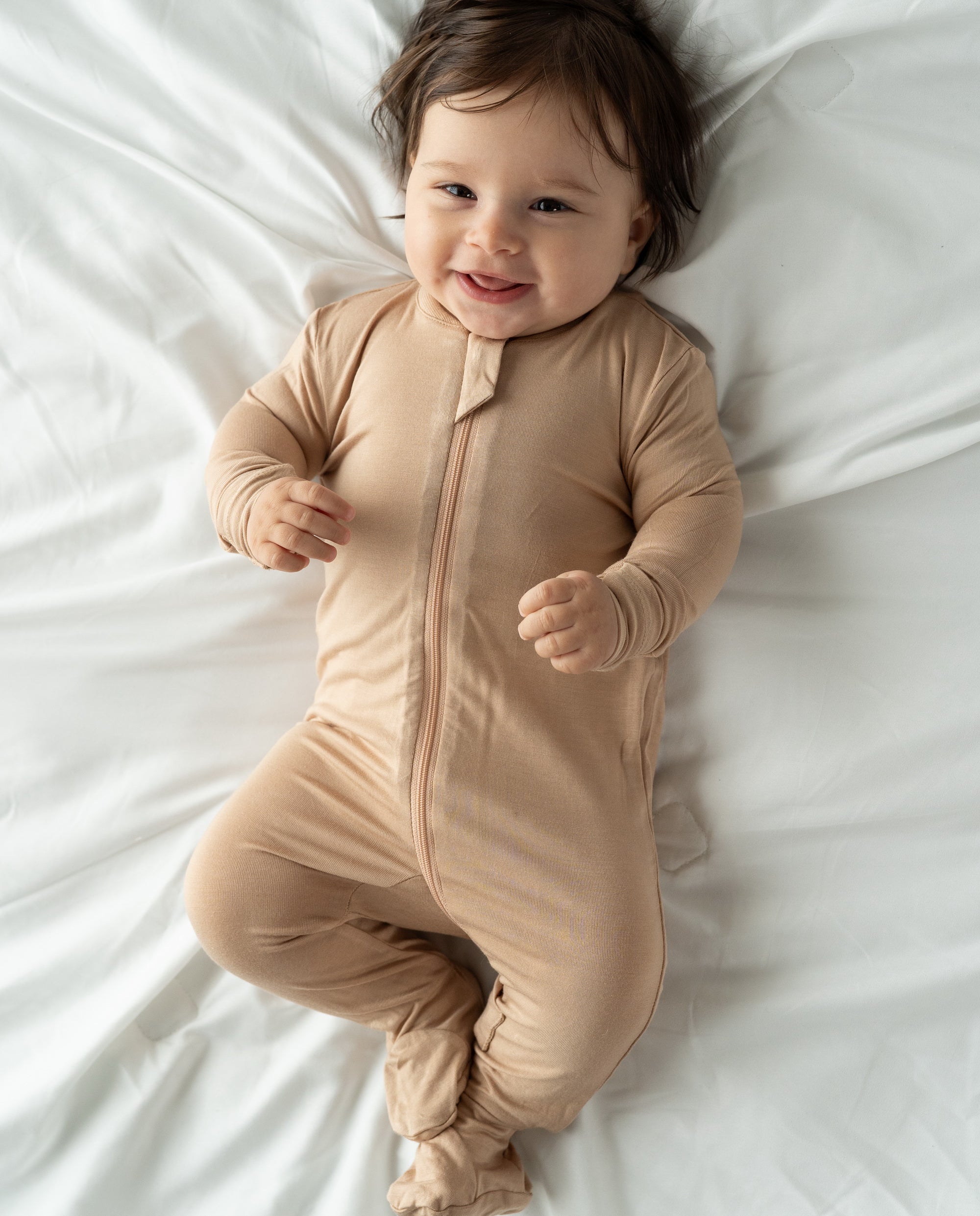 Bamboo Footies with Two Way Zipper (Maple Sugar)