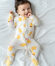 Bamboo Ruffle Footies with Two Way Zipper (Little Chick Print)