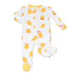 Bamboo Ruffle Footies with Two Way Zipper (Little Chick Print)