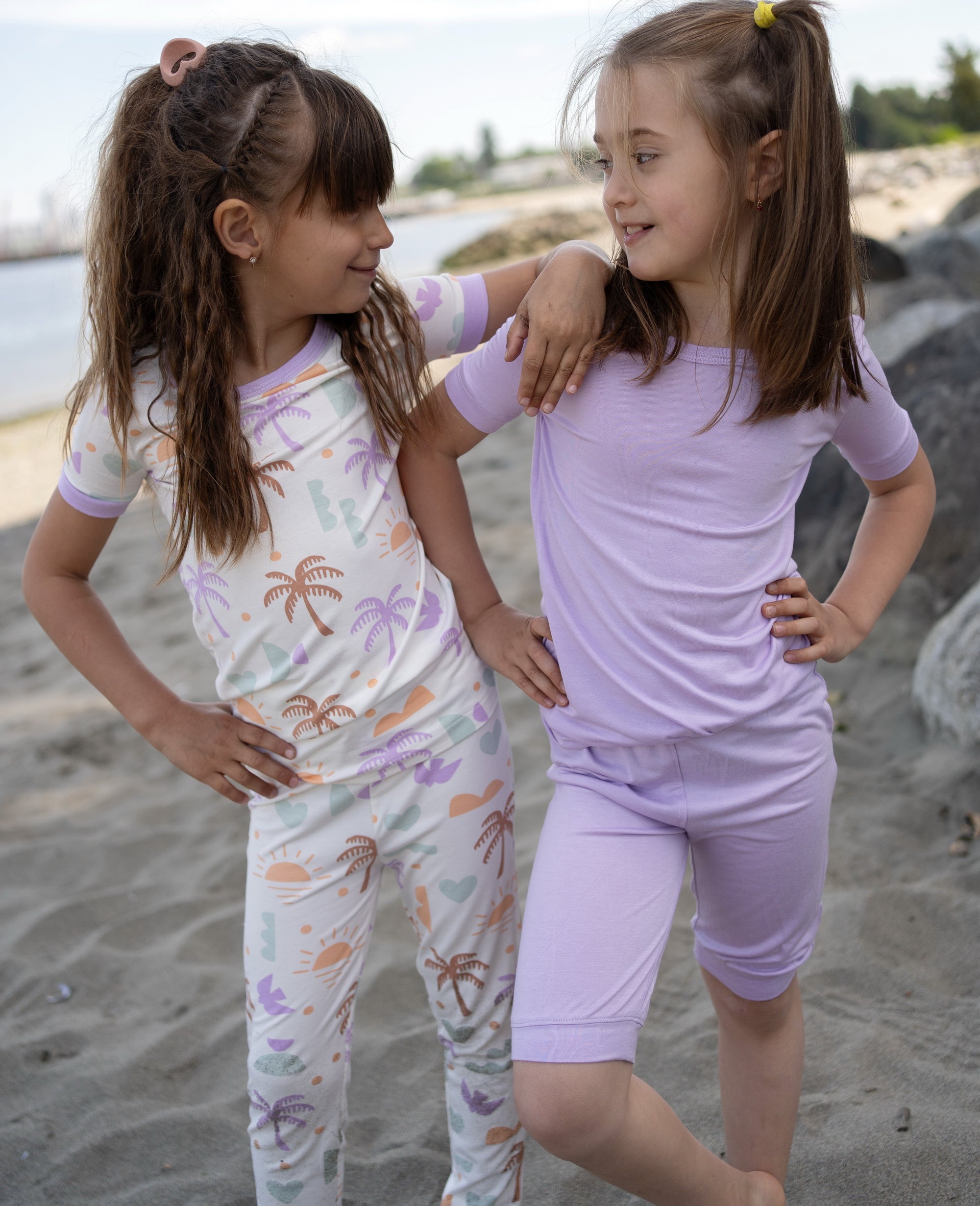 Bamboo Short Sleeve Top & Shorts Pajama Set (Lavender Bloom)