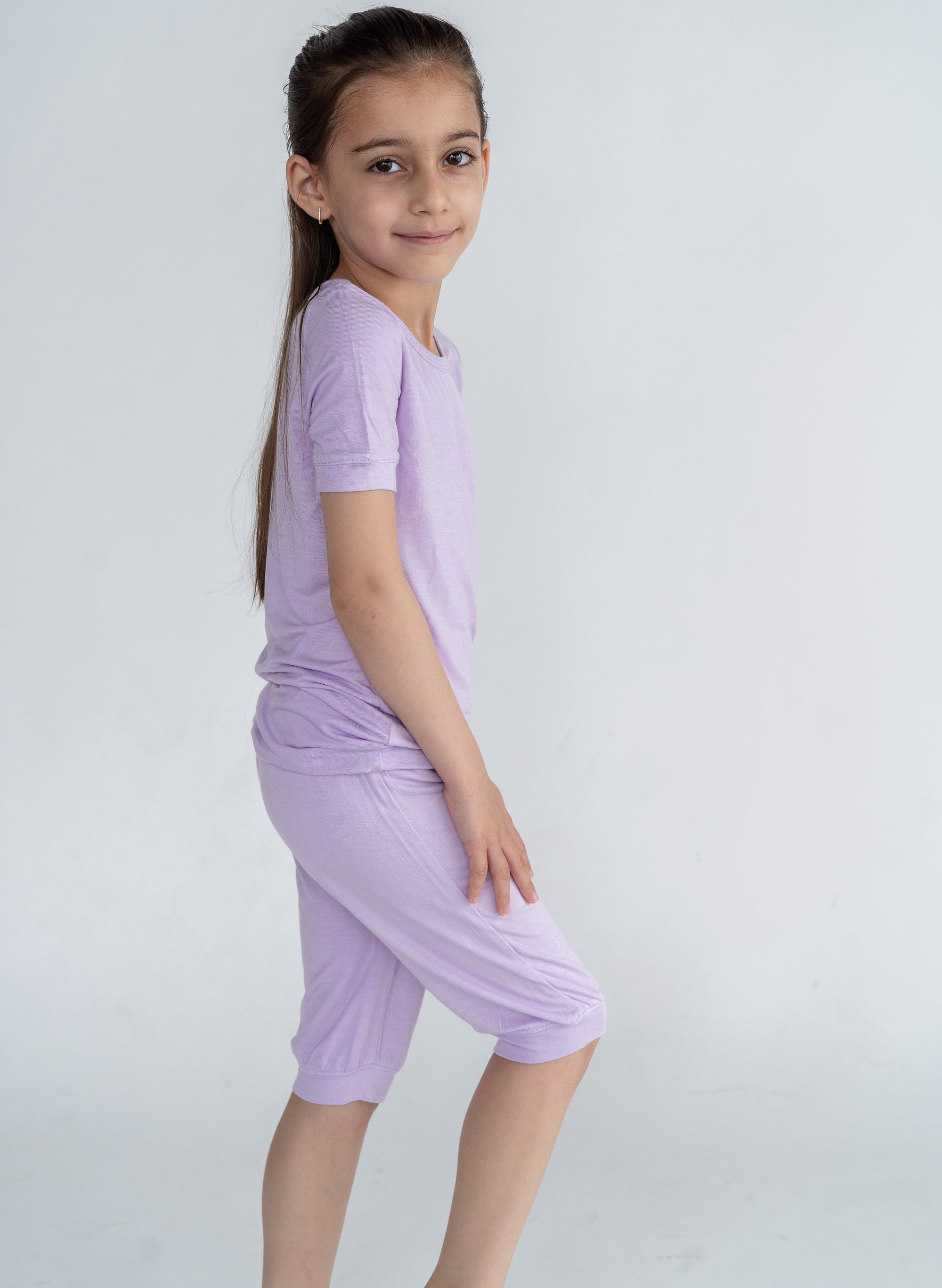 Bamboo Short Sleeve Top & Shorts Pajama Set (Lavender Bloom)