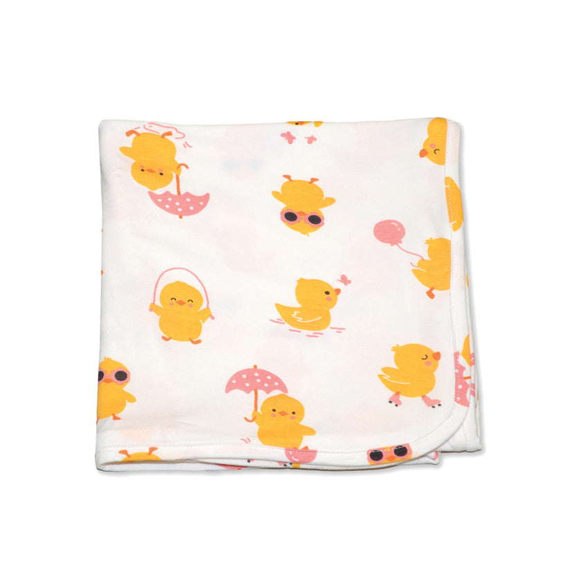 Couverture en bambou pour bébé (motif poussin)