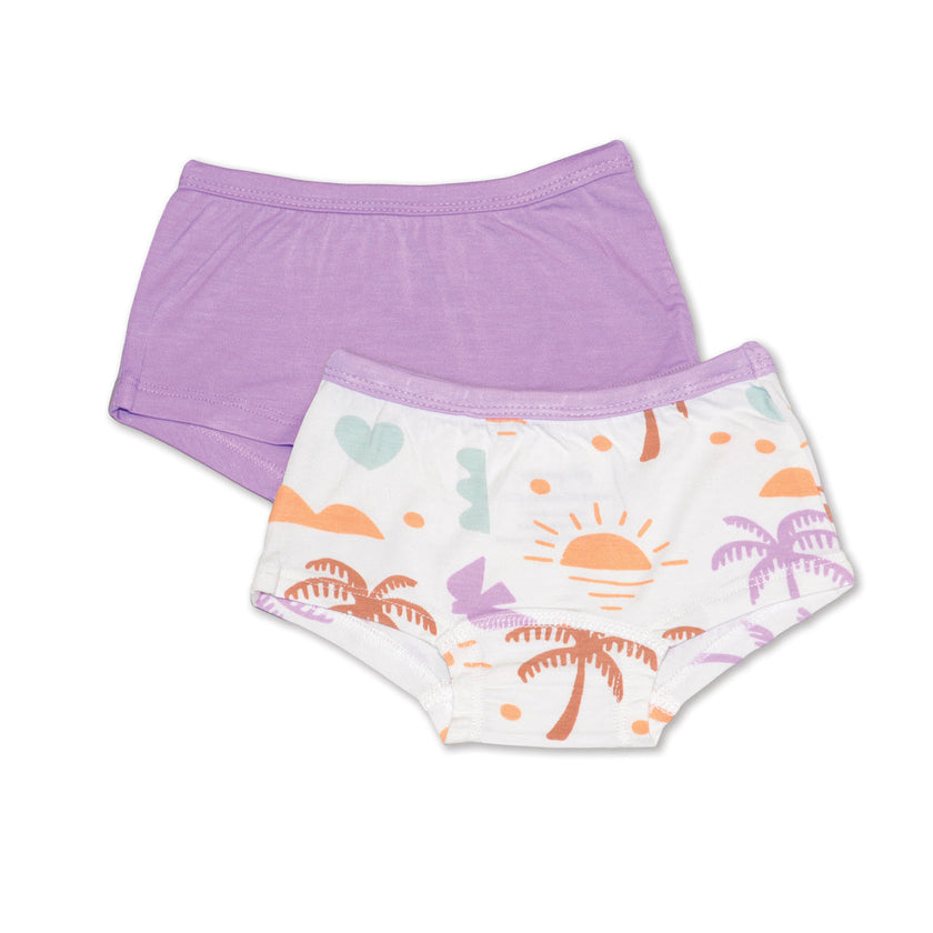 Lot de 2 culottes courtes en bambou (Boho Surf/Lavande)