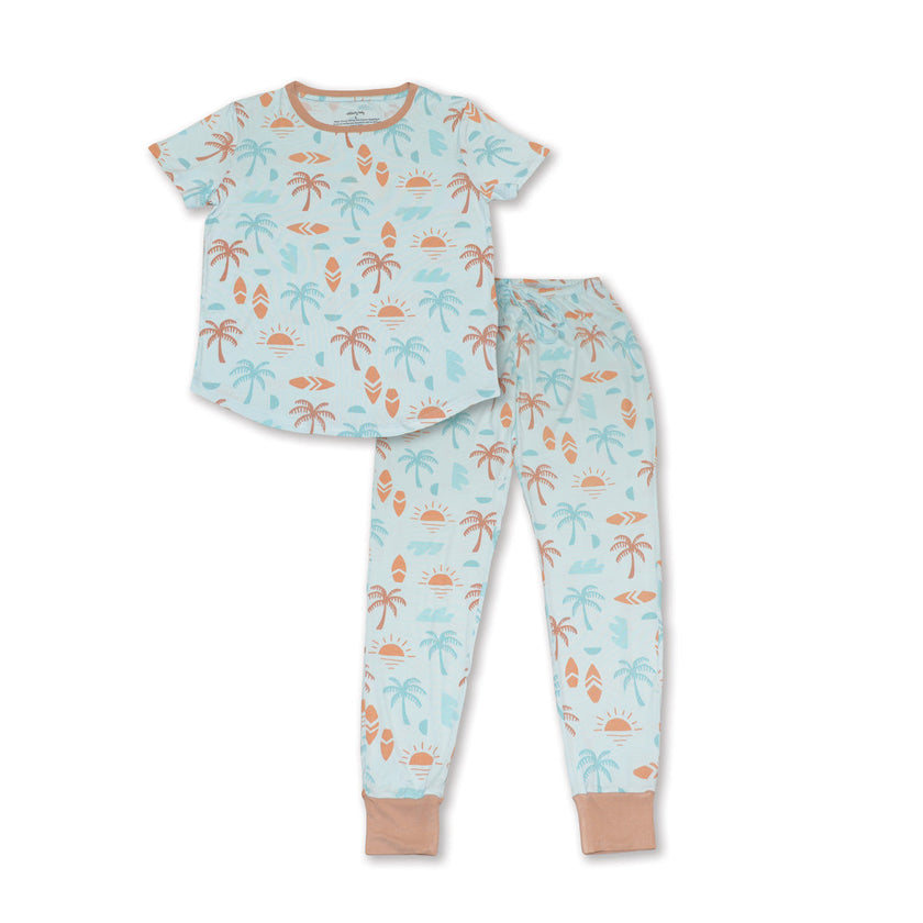 Wommen's Bamboo Short Sleeve Pajama Set (Sunny Shores Print)