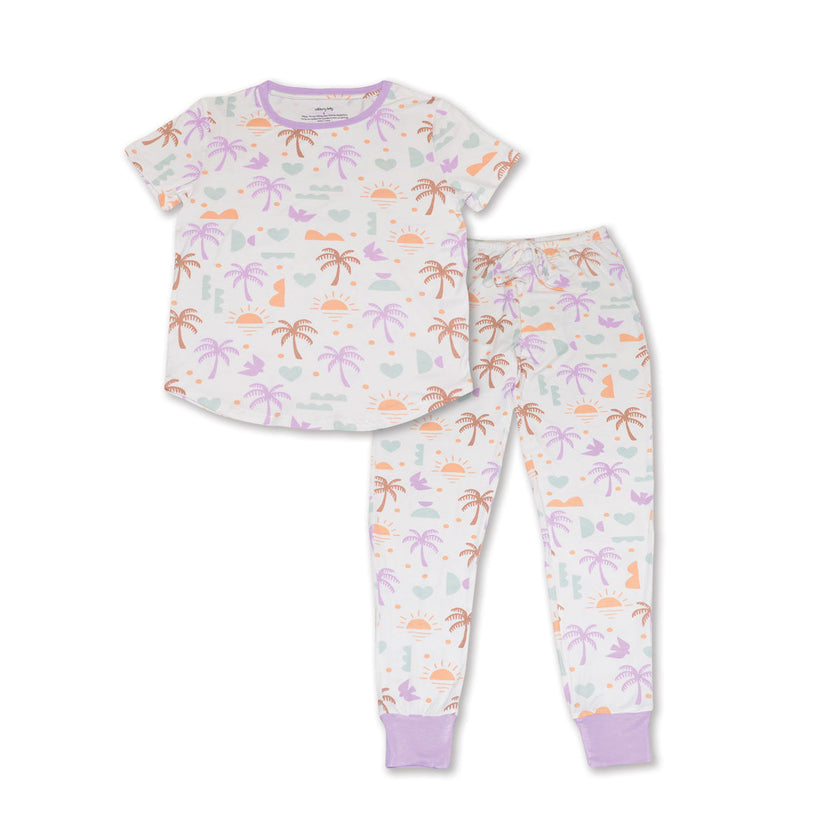 Pyjama en bambou à manches courtes pour femme (motif bohème surf)