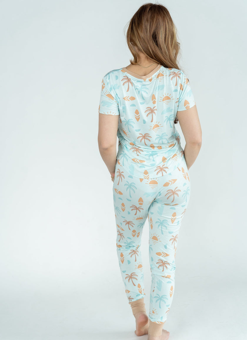 Wommen's Bamboo Short Sleeve Pajama Set (Sunny Shores Print)