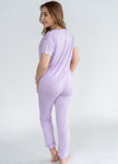 Ensemble de vêtements de détente pour femmes en bambou à manches courtes (couleur lavande)