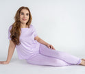 Ensemble de vêtements de détente pour femmes en bambou à manches courtes (couleur lavande)