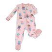 Bamboo Footies with Two Way Zipper (Macaron Party Print)