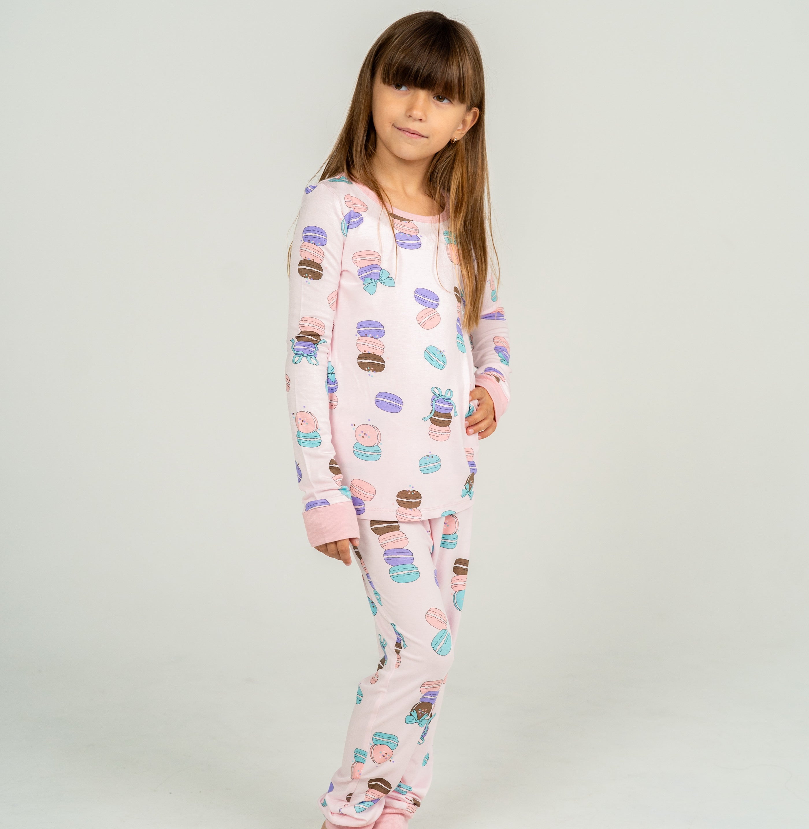 Pyjama en bambou à manches longues (motif Macaron Party)