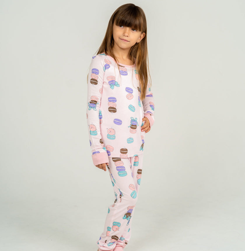 Pyjama en bambou à manches longues (motif Macaron Party)