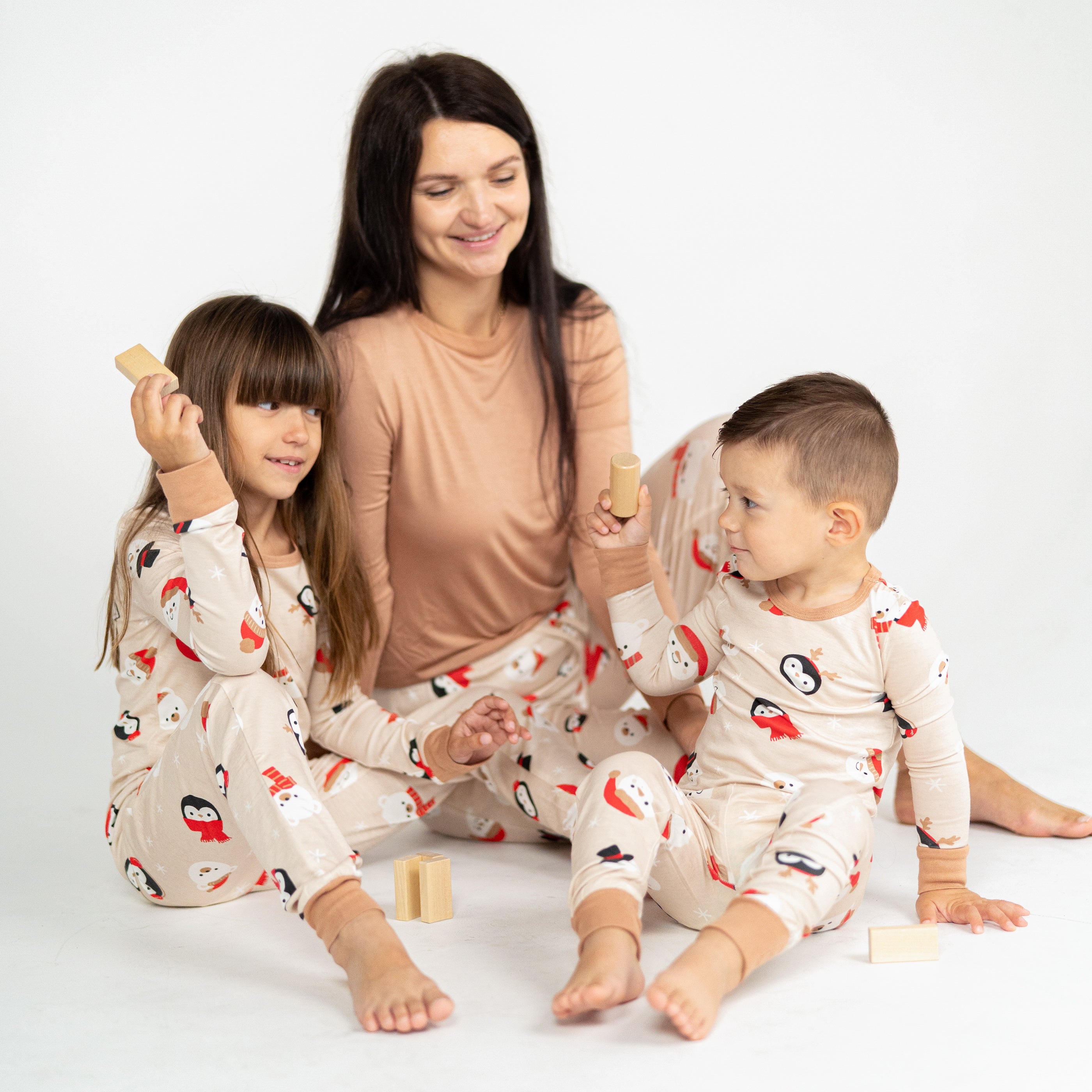 Pyjama en bambou à manches longues (imprimé visages enneigés)