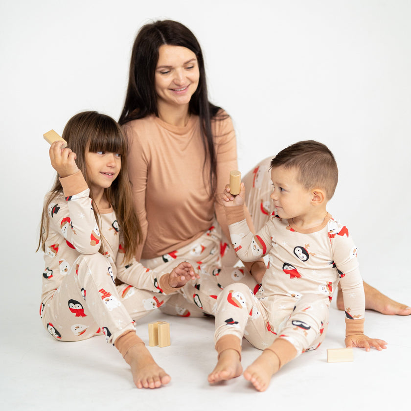 Pyjama en bambou à manches longues (imprimé visages enneigés)