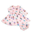 Robe à manches longues en jersey de bambou avec culotte intégrée (motif Macaron Party)