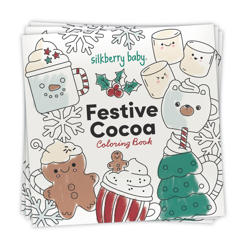 Bamoboo Long Sleeve Pajama Set & Coloring Book (Festive Cocoa Print)