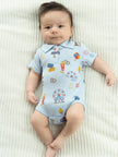 Bamboo Short Sleeve Polo Onesie (Funland Print)