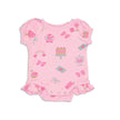 Bamboo Short Sleeve Ruffle Onesie (Sweet Shop Print)
