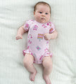 Bamboo Short Sleeve Ruffle Onesie (Sweet Shop Print)
