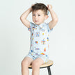 Bamboo Short Sleeve Polo Romper (Funland Print)