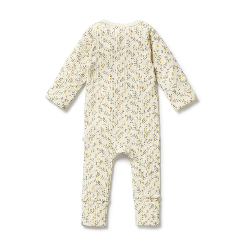 Lemon Leaf Organic Zipsuit with Feet | Wilson + Frenchy