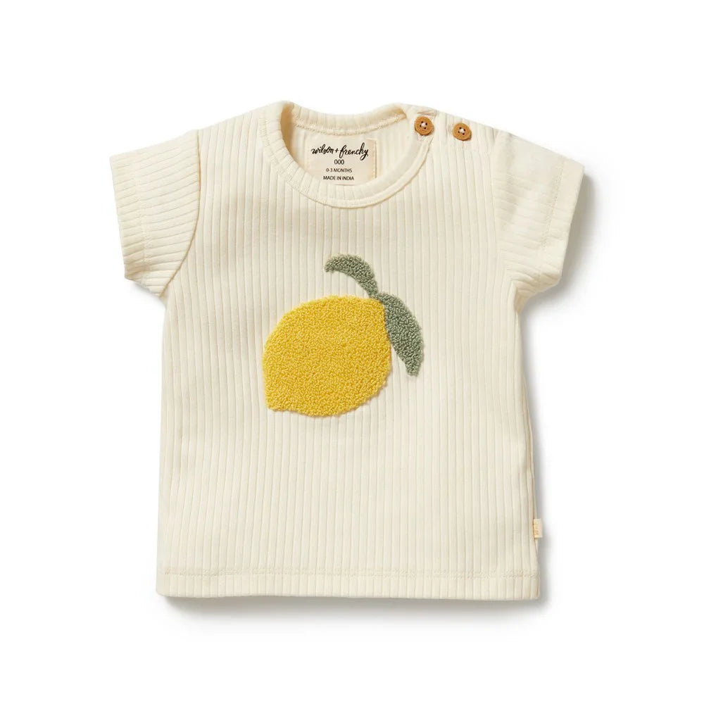Lemon Leaf Embroidered Organic Tee | Wilson + Frenchy