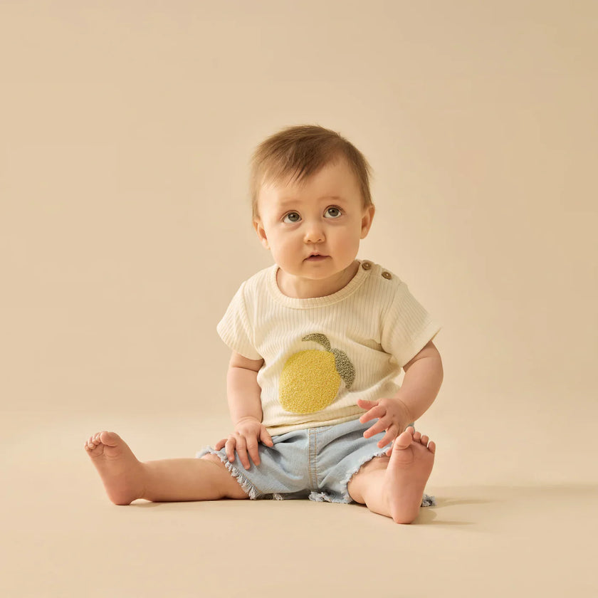 Lemon Leaf Embroidered Organic Tee | Wilson + Frenchy