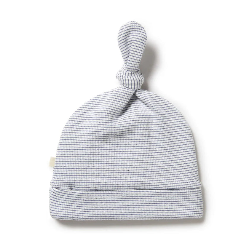Organic Stripe Rib Knot Hat | Rain Drop | Wilson + Frenchy