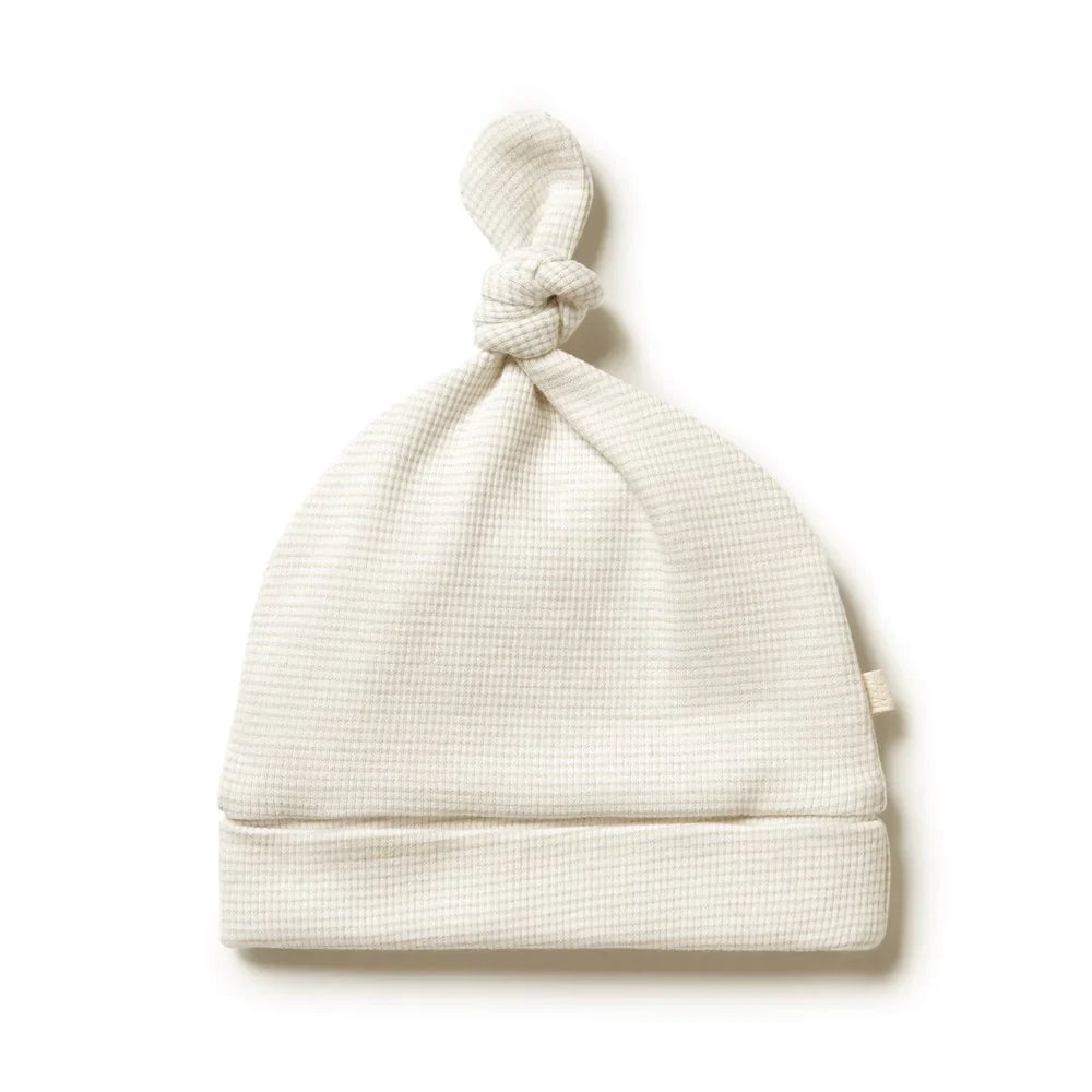 Organic Stripe Rib Knot Hat | Oatmeal | Wilson + Frenchy