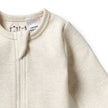 Organic Stripe Rib Zipsuit with Feet | Oatmeal | Wilson + Frenchy