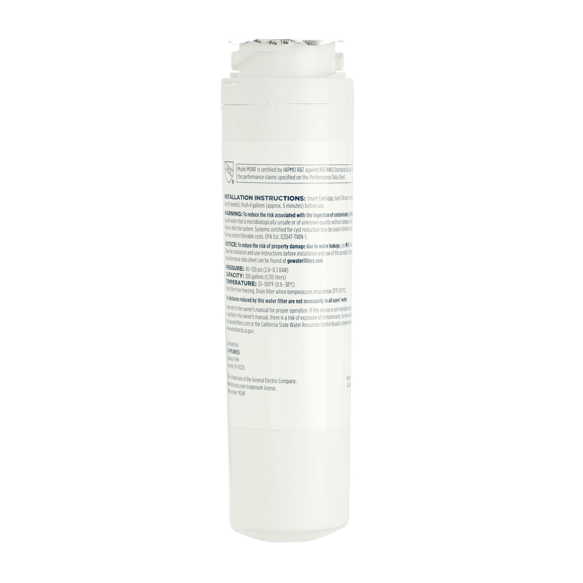 Filtre à eau pour réfrigérateur GE MSWF Smartwater - Purificateur d'eau pour réfrigérateur