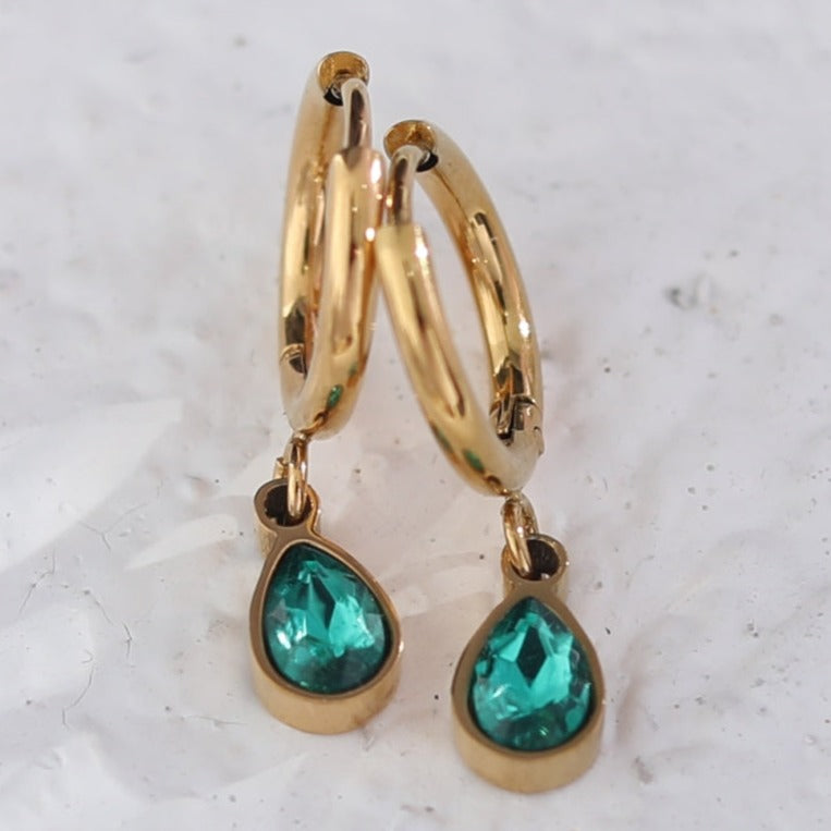 Boucles d'oreilles en cristal d'émeraude encapsulé WINNIE