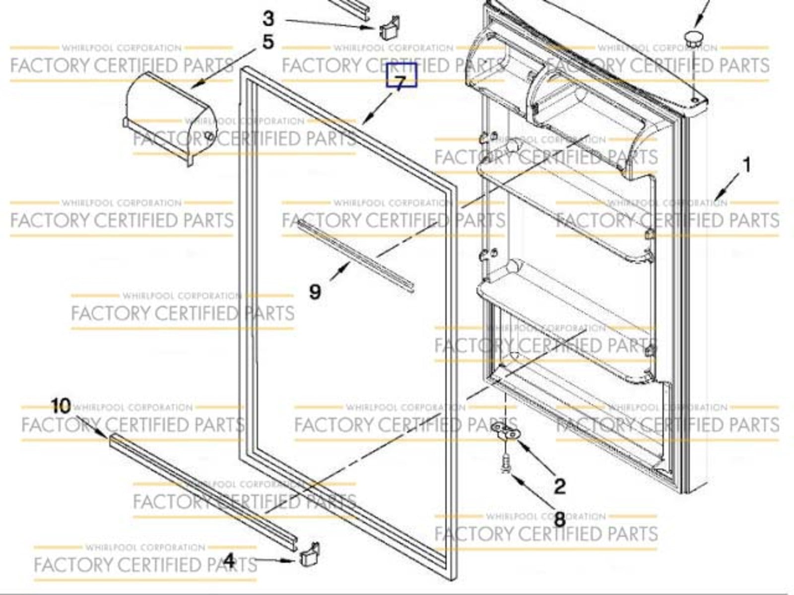 Whirlpool Refrigerator Gasket Part WP2319264T