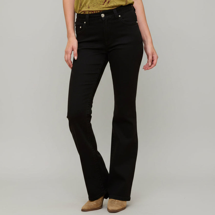Westfield Eagle Women’s Black Bootcut Bling Jeans. High Waisted Embroidered Western Denim