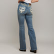 Westfield Eagle Women’s Embroidered Bootcut Jeans. High Waisted Eagle Bling Denim