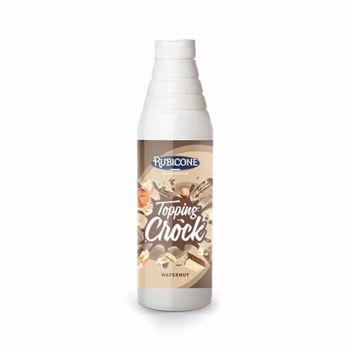 Hazelnut Topping with Pieces - 1 KG Squeeze Bottle - Wafernut Crock Topping - Rubicone Canada - Ships Free Within Canada on Orders Above CAD $199