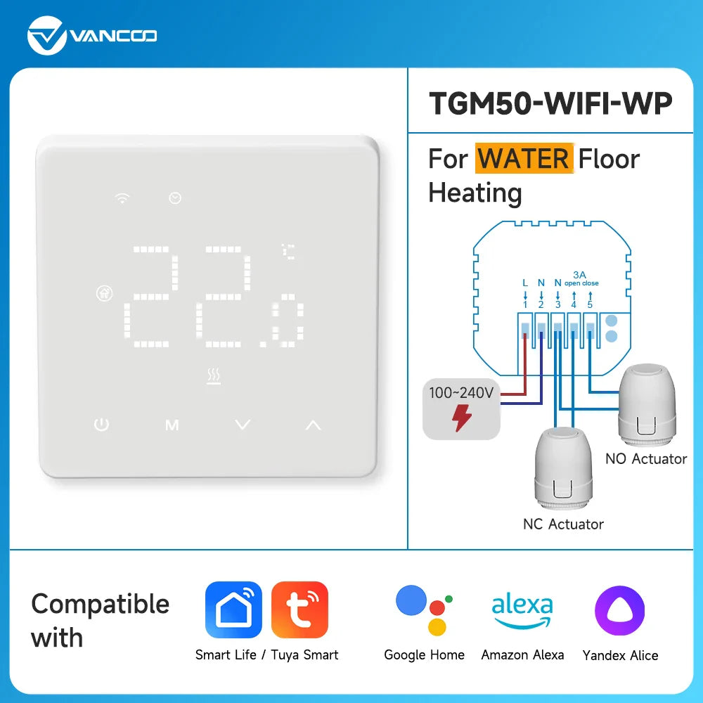 Central Heating Hub Controller for 5/8 Zone, UnderFloor Water Heating System For Gas/Boiler/Pump Valve/Actuator Smart WIFI Thermostat