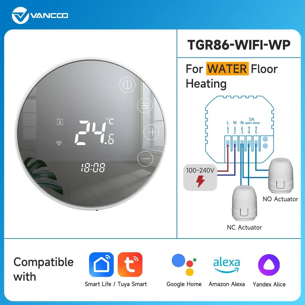 Central Heating Hub Controller for 5/8 Zone, UnderFloor Water Heating System For Gas/Boiler/Pump Valve/Actuator Smart WIFI Thermostat