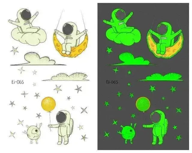 Waterproof kids aerospace luminous tattoo stickers