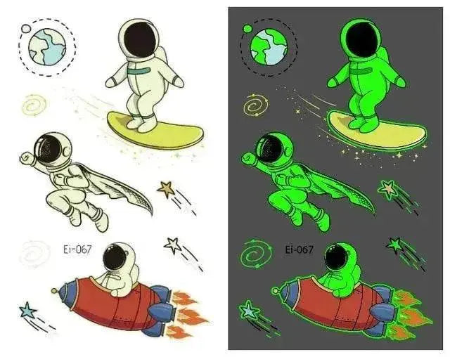 Waterproof kids aerospace luminous tattoo stickers