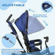 Qaba 6-in-1 Convertible Tricycle for Toddlers 1-5 Years - Parent-Push Handle, Dark Blue, Perfect Outdoor Ride
