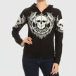Women's Motorcycle Zip Up Hoodie with Rhinestone Skull & Wings