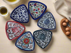Handmade Ceramic Triangle Appetizer Plate – 7” Serving Dish | Moroccan & Floral Patterns
