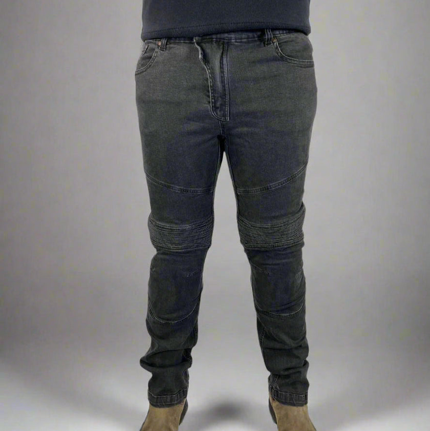 Men’s Armored Motorcycle Riding Jeans. CE-Certified Knee & Hip Armor Denim