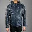 Men's Sheep Leather Jacket with Removable Hoodie