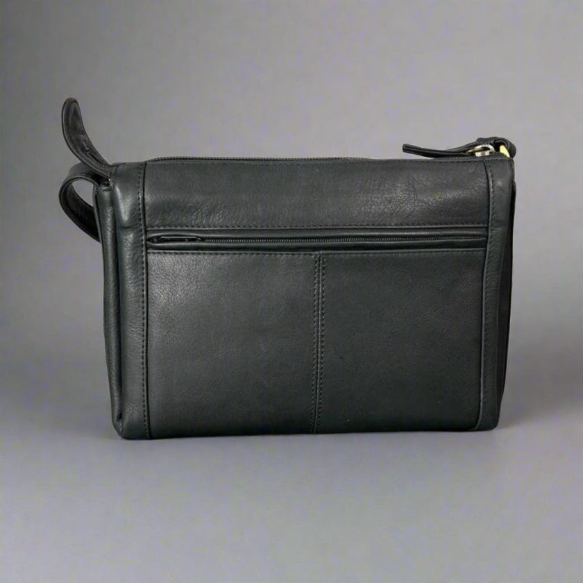 Derek Alexander Zip Top Leather Crossbody Bag