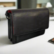 Derek Alexander Half Flap Organizer Leather Messenger Crossbody Bag