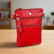 Greenwood Leather Mini Crossbody Bag with 3 Zipper Pockets